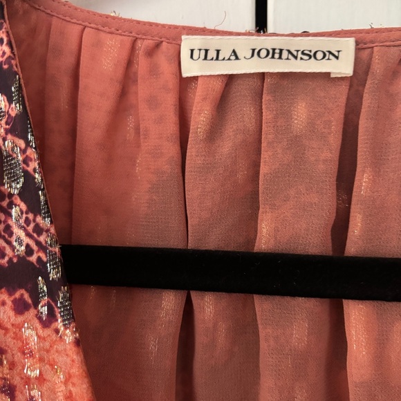 Ulla Johnson Akira Metallic Shibori Silk Printed Midi Dress Coral Pink‎ Size 6 - Picture 7 of 17